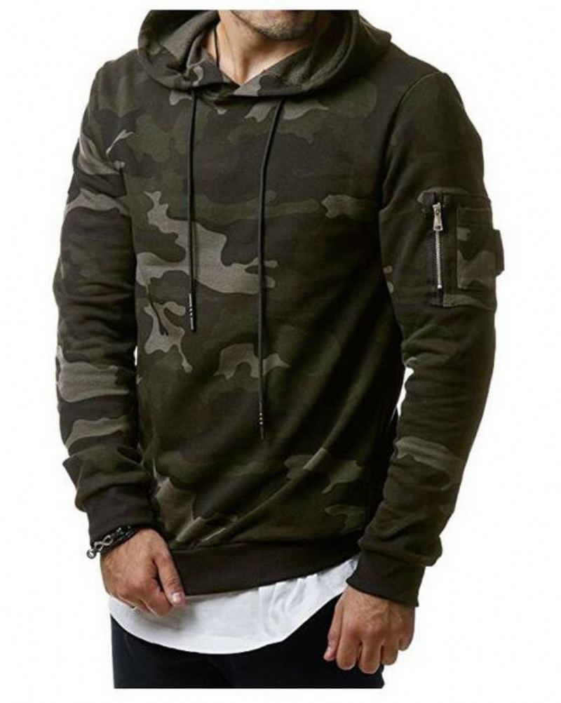 Hooded Camouflage Sweatshirt För Män