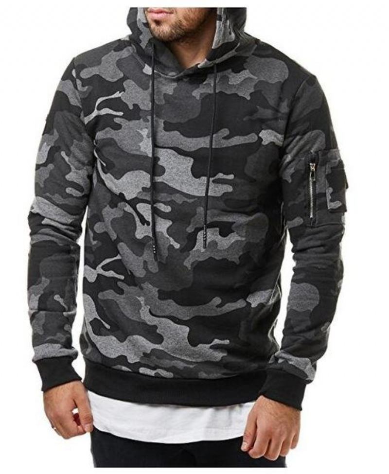 Hooded Camouflage Sweatshirt För Män