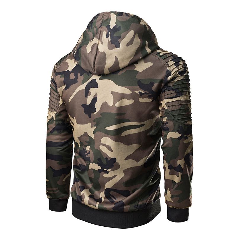 Plisserad Raglanärmar Camouflage Hoodie