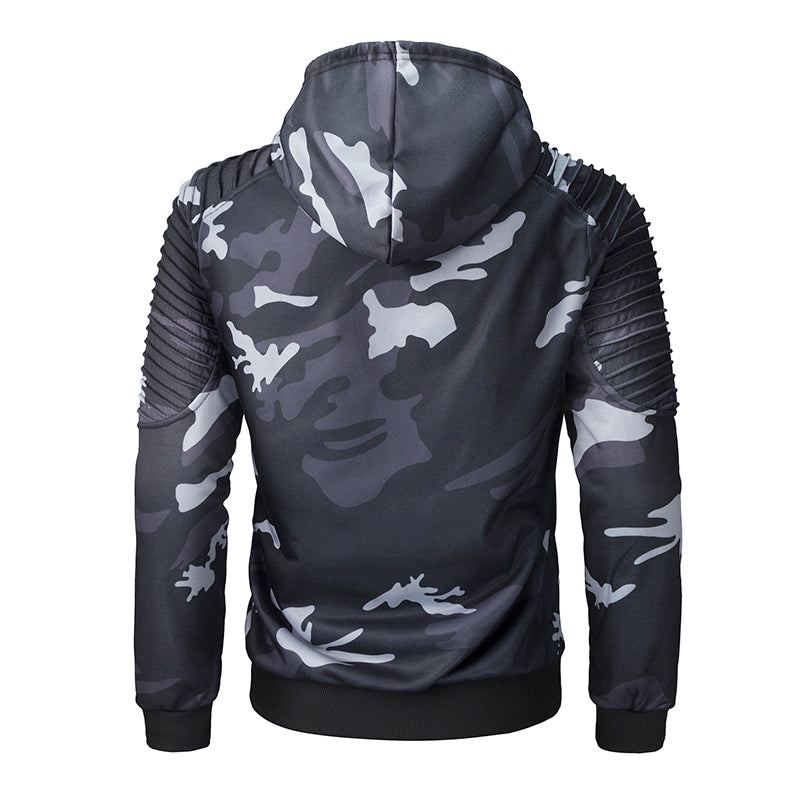 Plisserad Raglanärmar Camouflage Hoodie