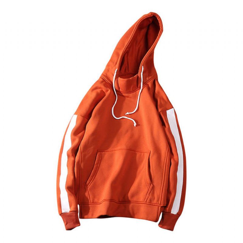 Side Randed Solid Hoodie