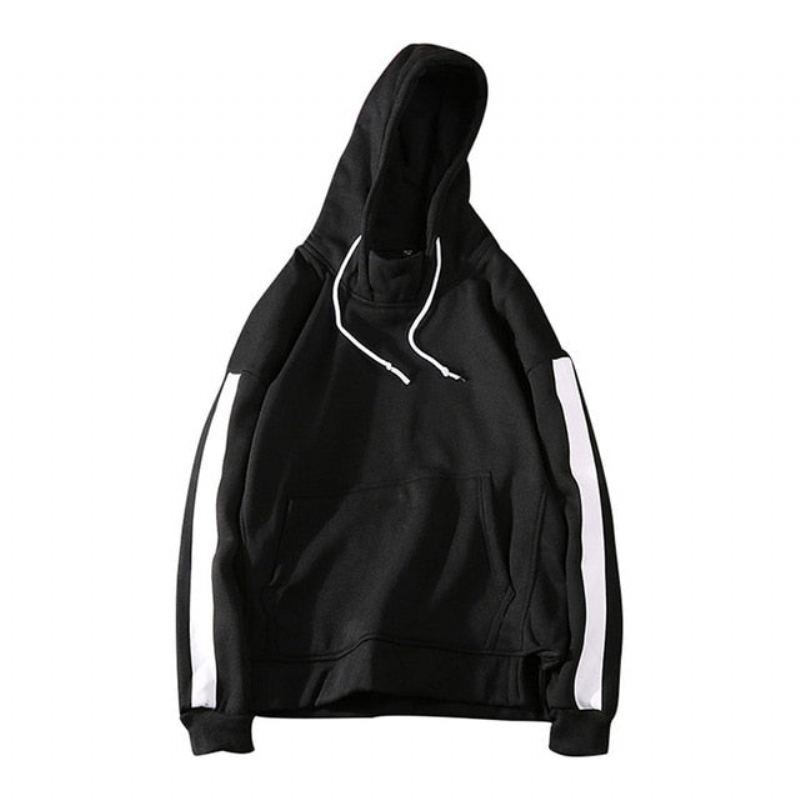 Side Randed Solid Hoodie