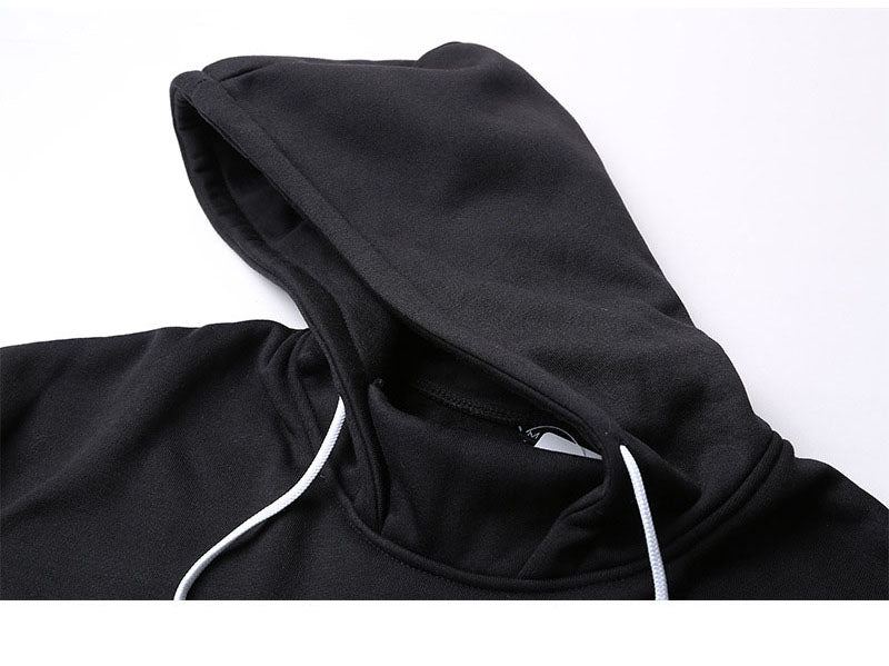 Side Randed Solid Hoodie