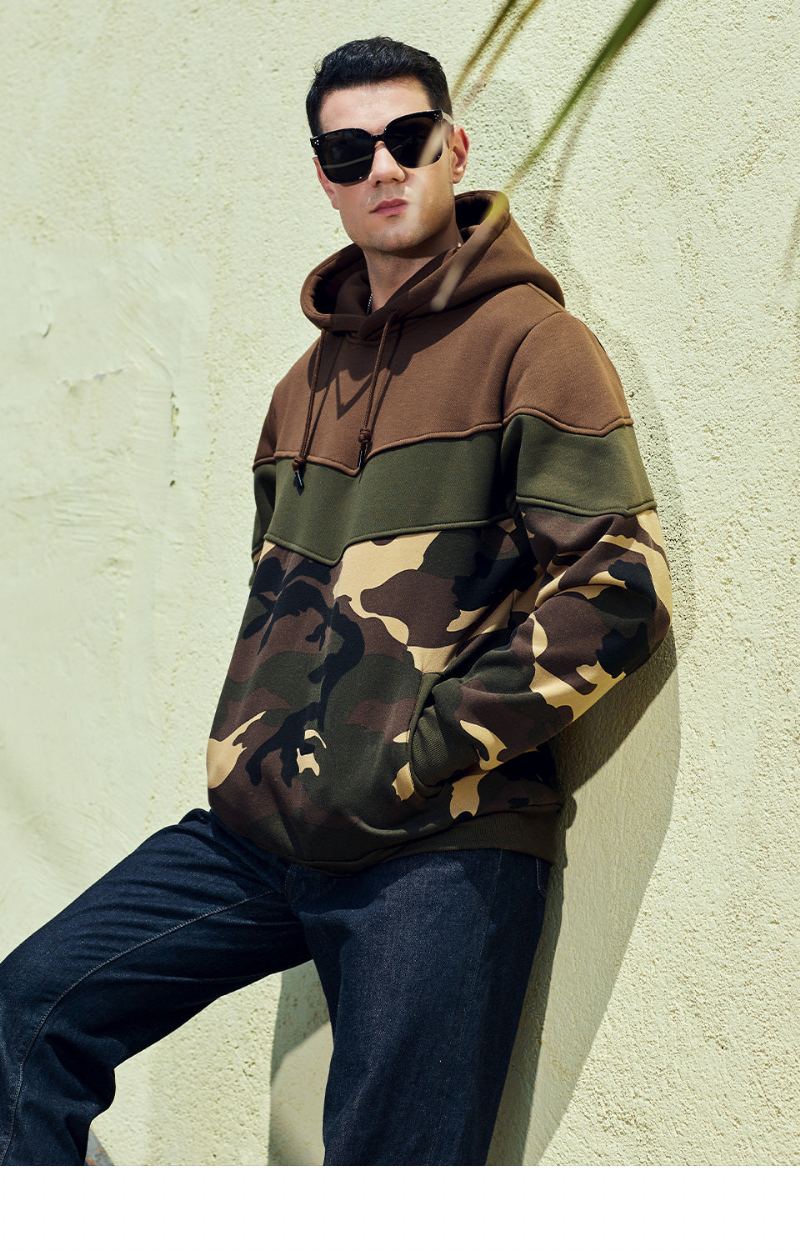 Vår Höst Camo Patchwork Hoodie