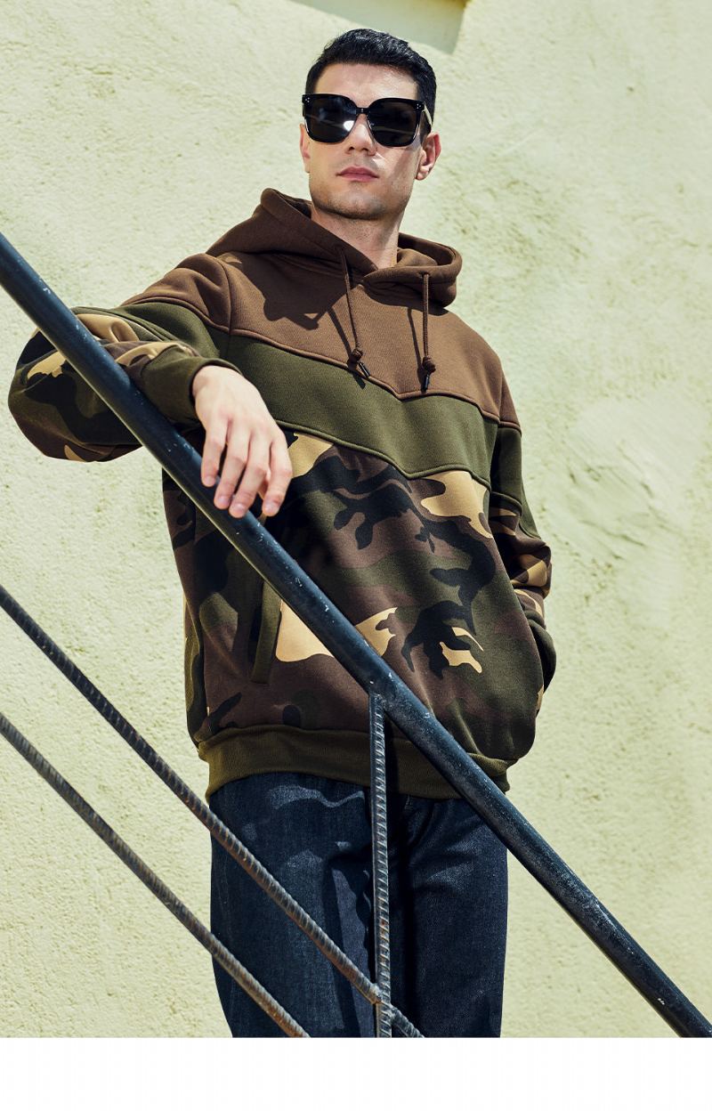 Vår Höst Camo Patchwork Hoodie