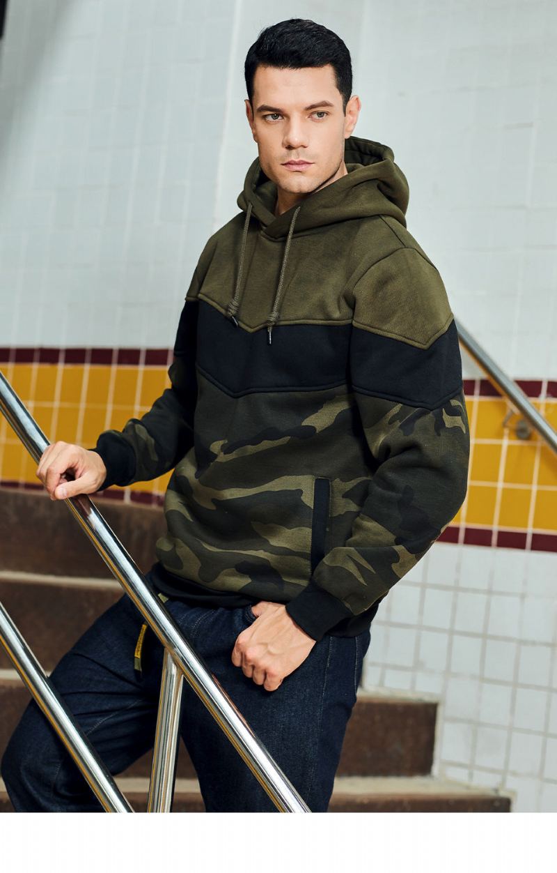 Vår Höst Camo Patchwork Hoodie