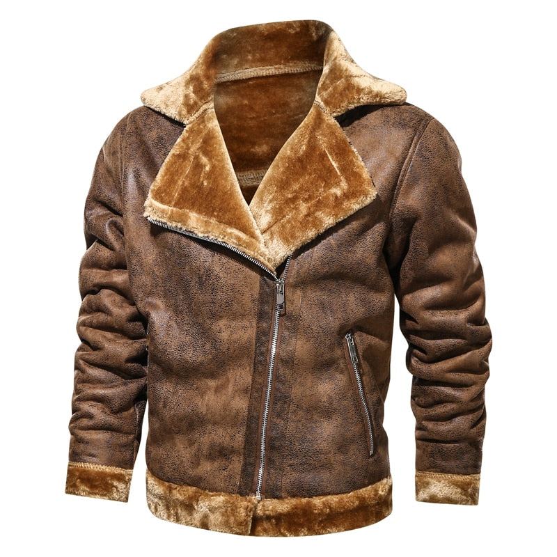 Läder Velvet Aviator Warm Jacka