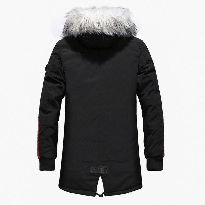 Pälskrage Hooded Black Color Long Parka