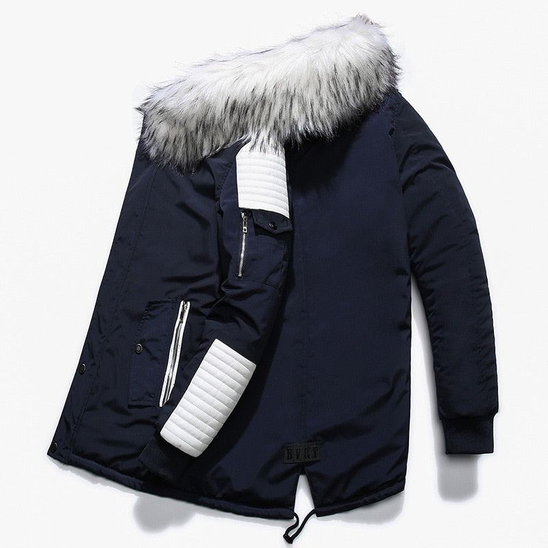 Pälskrage Hooded Black Color Long Parka