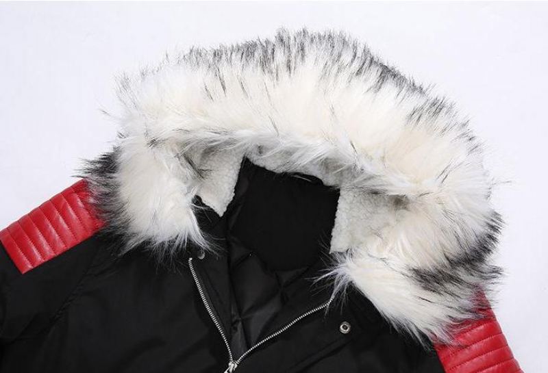 Pälskrage Hooded Black Color Long Parka