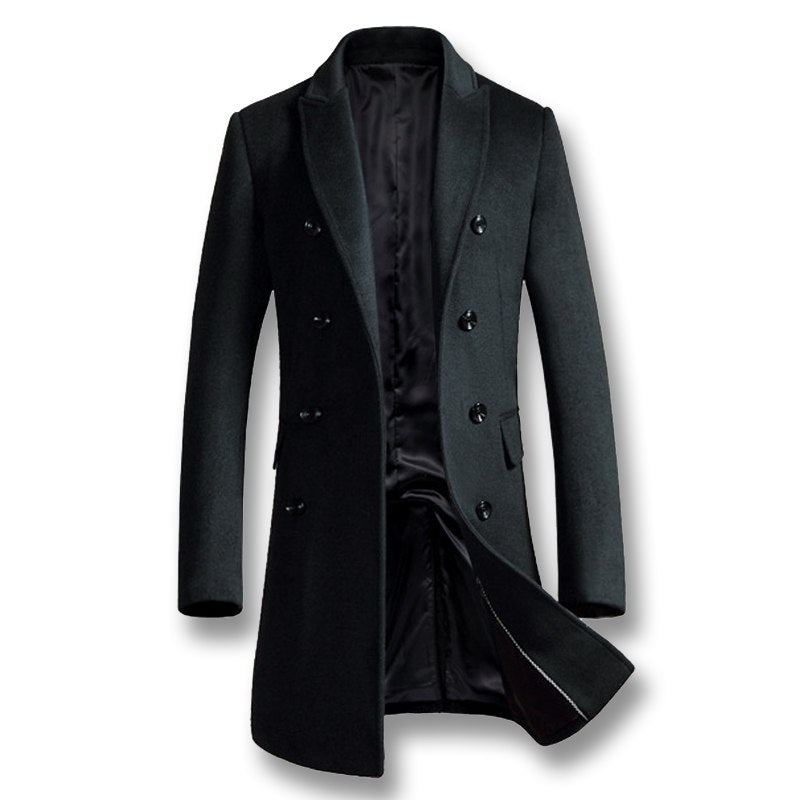 Varm Affärsman Woolen Long Peacoat