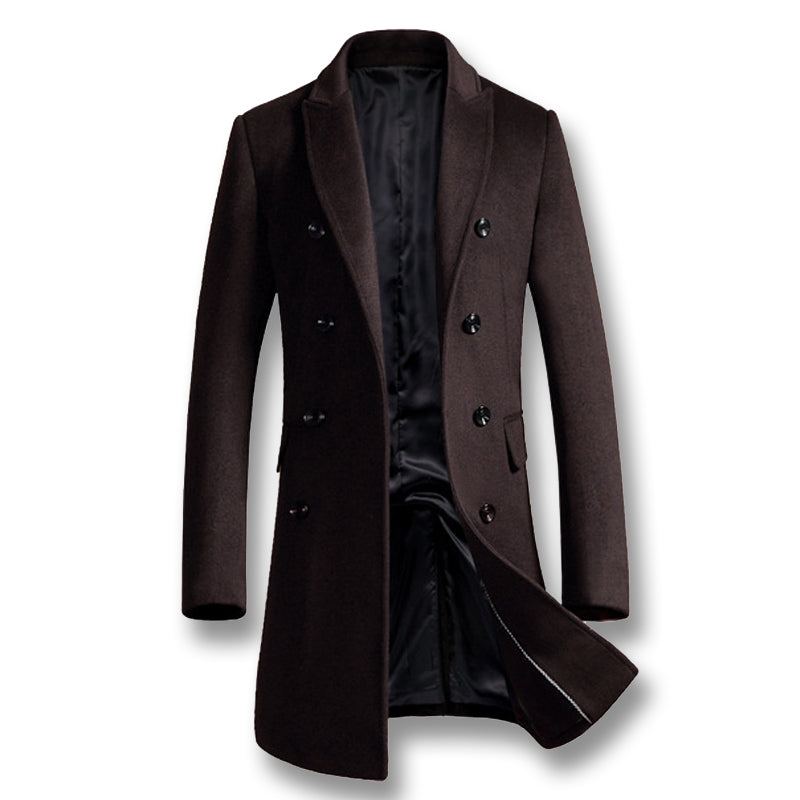 Varm Affärsman Woolen Long Peacoat