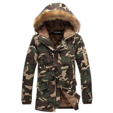 Vinter Camouflage Fur Hood Parka