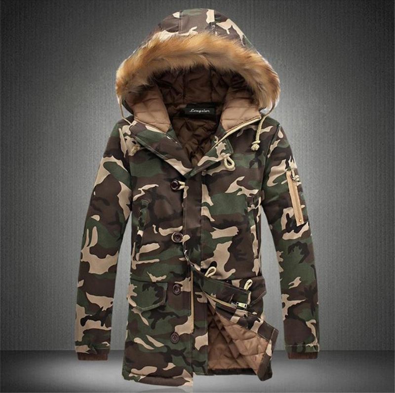 Vinter Camouflage Fur Hood Parka