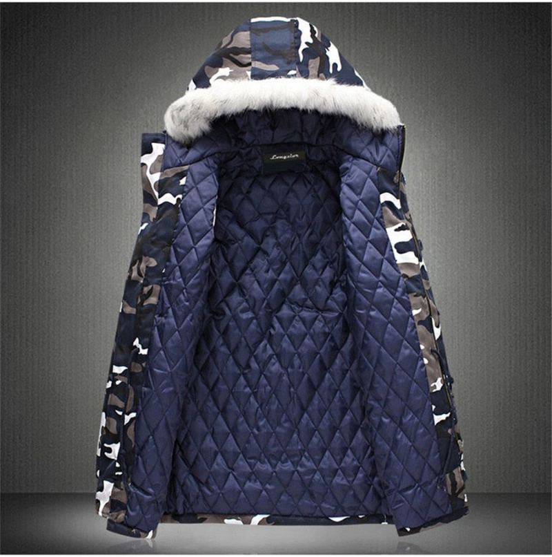 Vinter Camouflage Fur Hood Parka