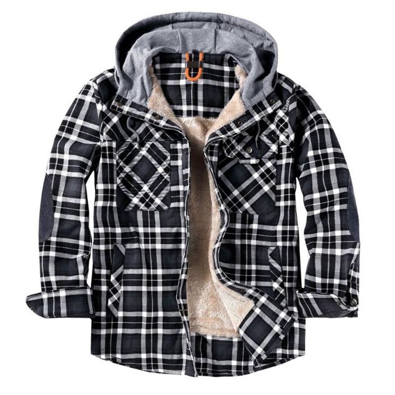 Vinter Casual Rutig Hooded Velvet Jacka