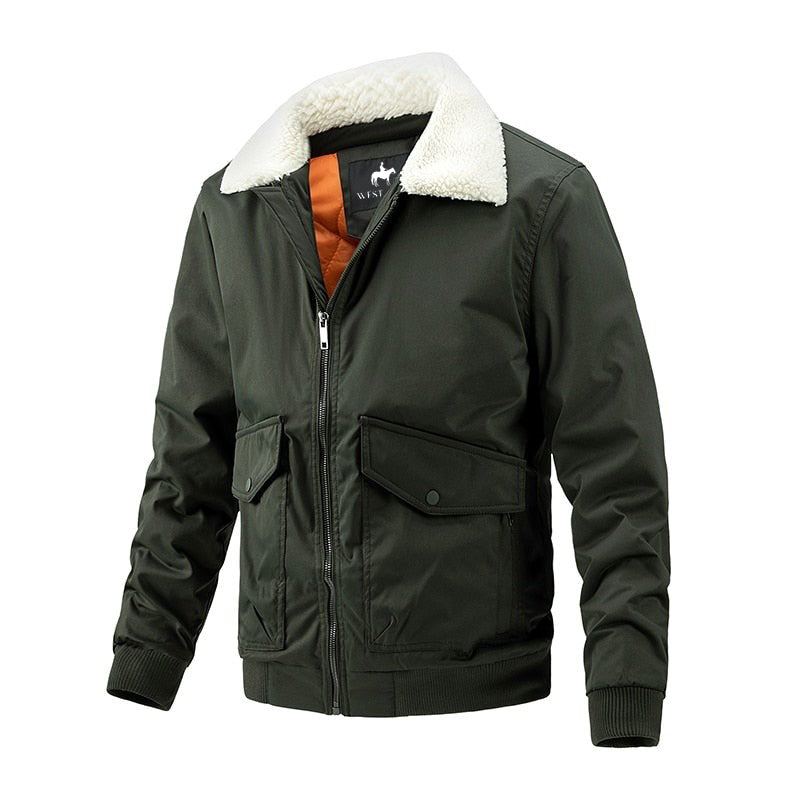 West Fur Collar Warm Windbreaker Jacka