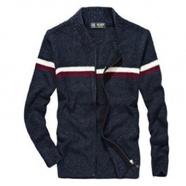 Knitted Wear Casual Baseball Collar Cardigan