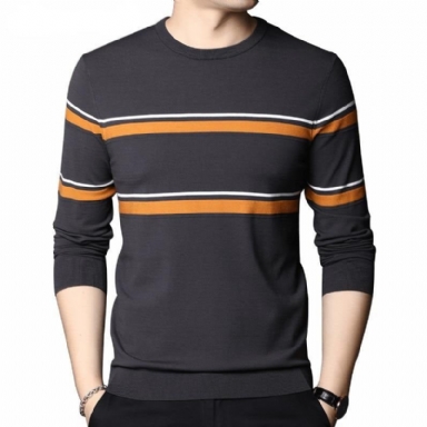 Märke Mode Randig Pull Homme Pullover