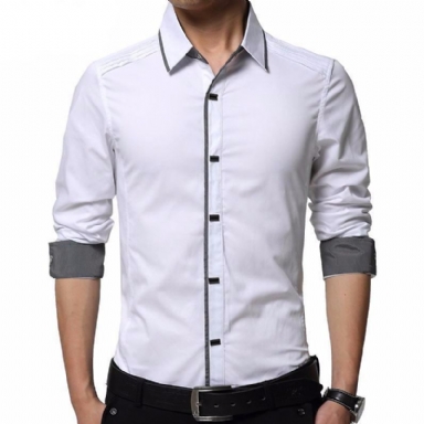 Högkvalitativ Slim Fit Dress Shirt För Män