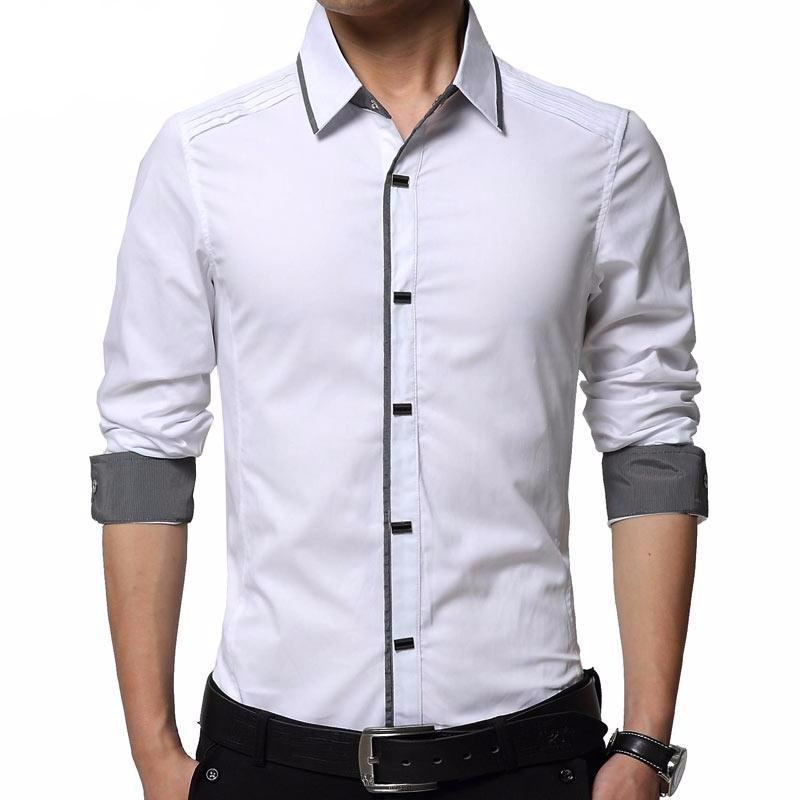 Högkvalitativ Slim Fit Dress Shirt För Män