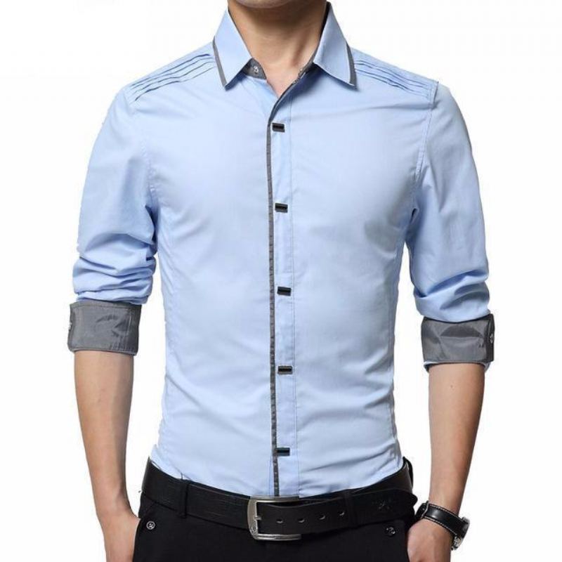 Högkvalitativ Slim Fit Dress Shirt För Män