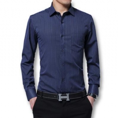 Mode Tight Fitted Turn Down Dress Shirt