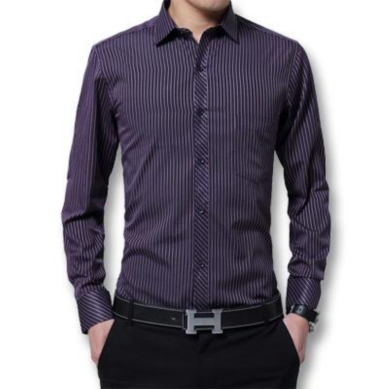 Mode Tight Fitted Turn Down Dress Shirt