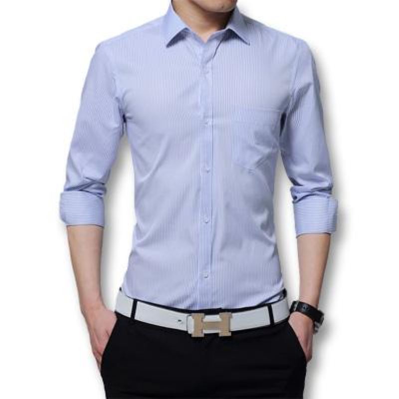 Mode Tight Fitted Turn Down Dress Shirt