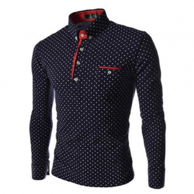 Polka Dot Skjortkrage Slim Fit Dress Shirt