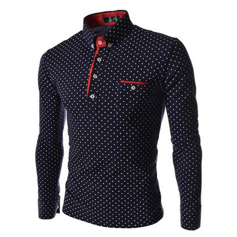 Polka Dot Skjortkrage Slim Fit Dress Shirt