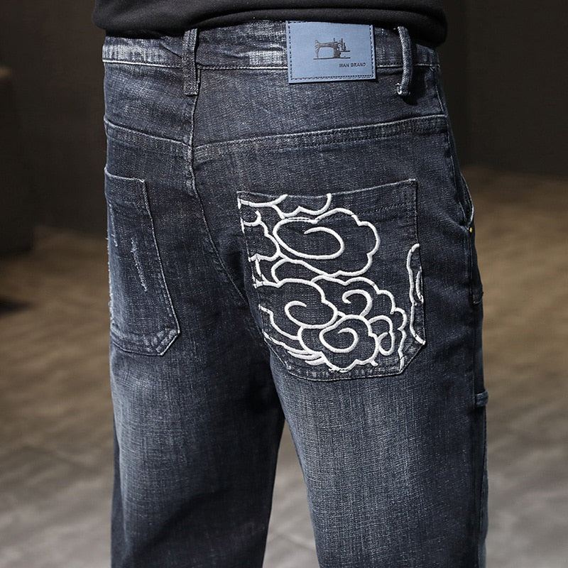 Broderade Baggy Fashion Jeans