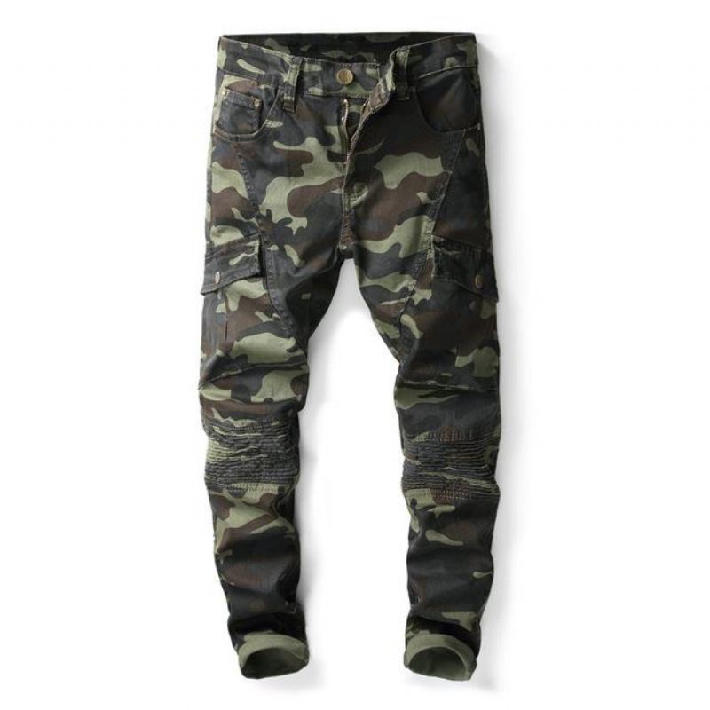 Camo Casual Jeans Med Flera Fickor