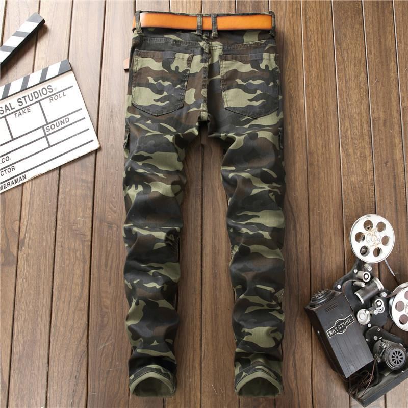 Camo Casual Jeans Med Flera Fickor