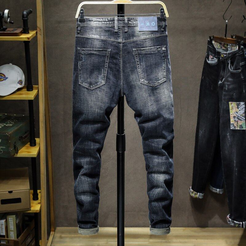 Designer Stretch Mörkblå Casual Jeans