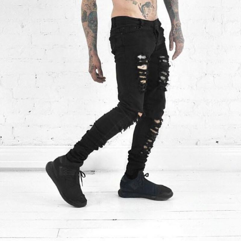 Hip Hop Swag Distressed Slim Jeans 3 Färger