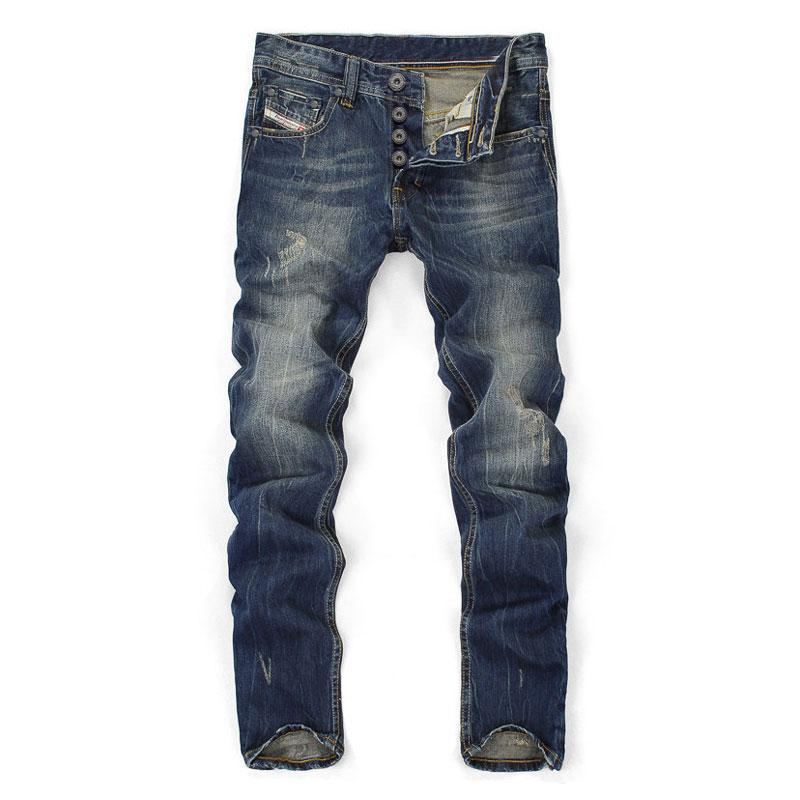 Mörkblå Färgtryckta Jeans