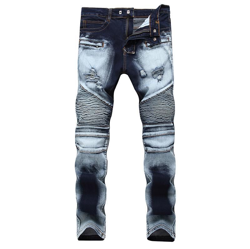 Plisserade Jeans I Stretchig Denim