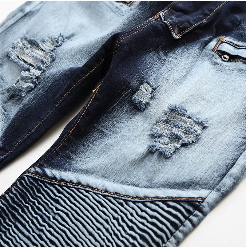 Plisserade Jeans I Stretchig Denim