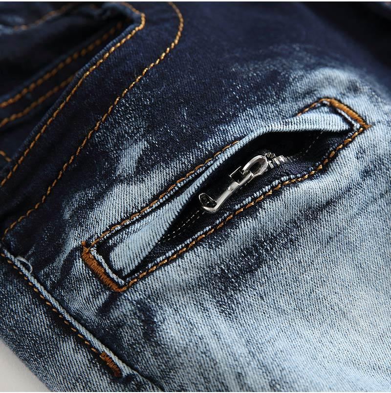 Plisserade Jeans I Stretchig Denim