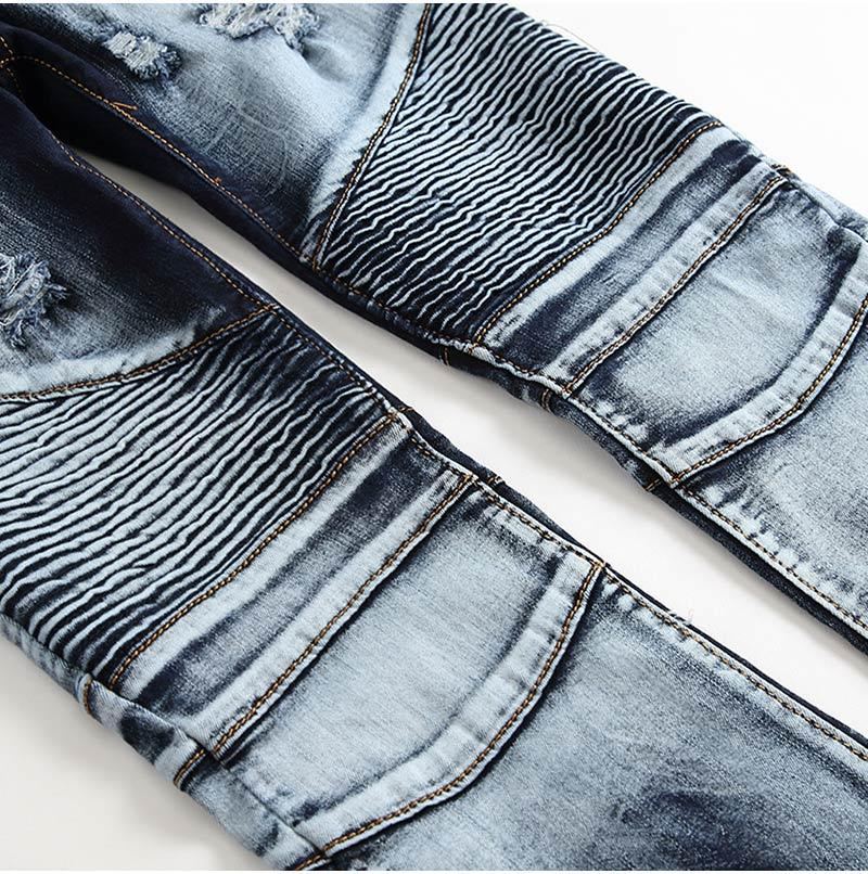 Plisserade Jeans I Stretchig Denim