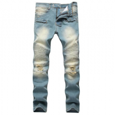 Plisserade Jeans I Stretchig Denim