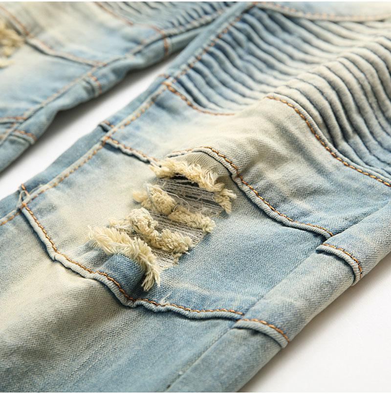 Plisserade Jeans I Stretchig Denim