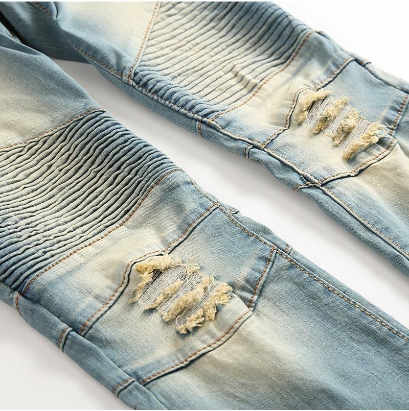 Plisserade Jeans I Stretchig Denim