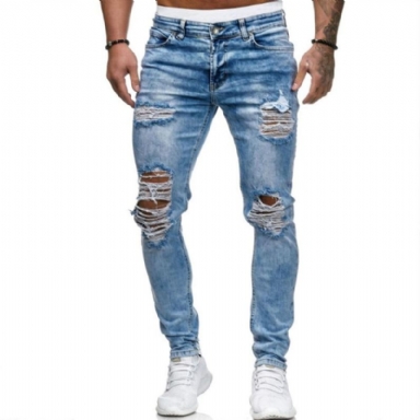 Rippade Jeans I Europeisk Amerikansk Stil