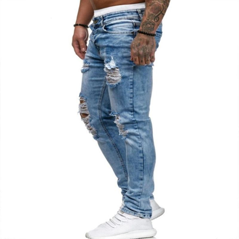 Rippade Jeans I Europeisk Amerikansk Stil