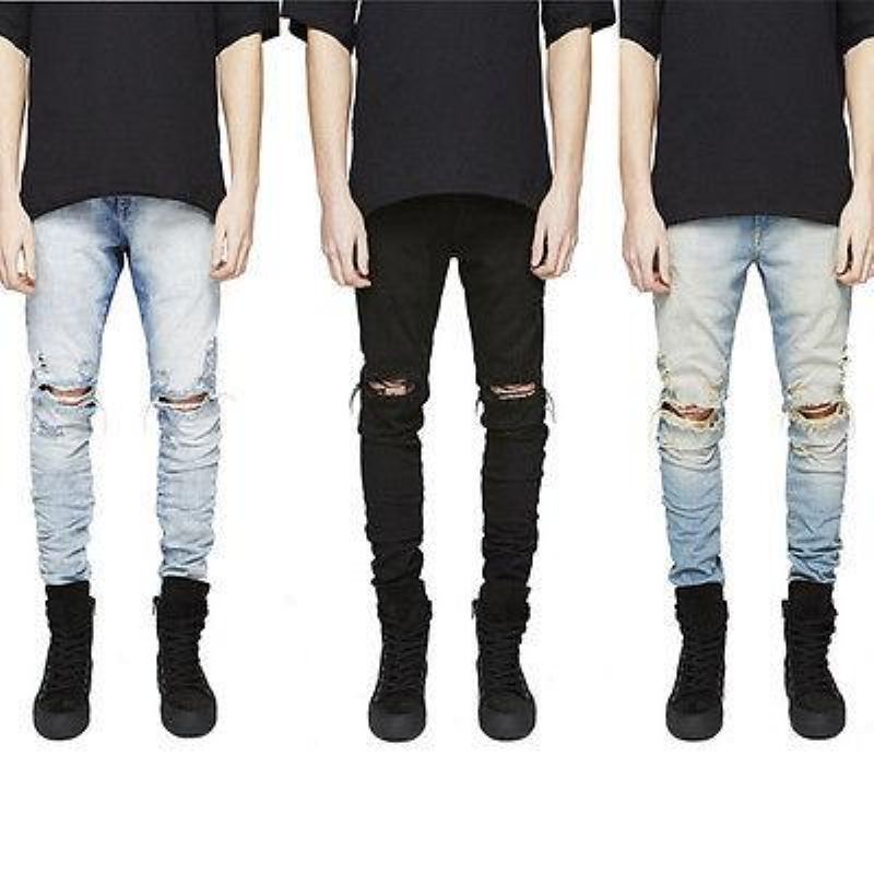 Rippade Skinny Biker Destroyed Jeans