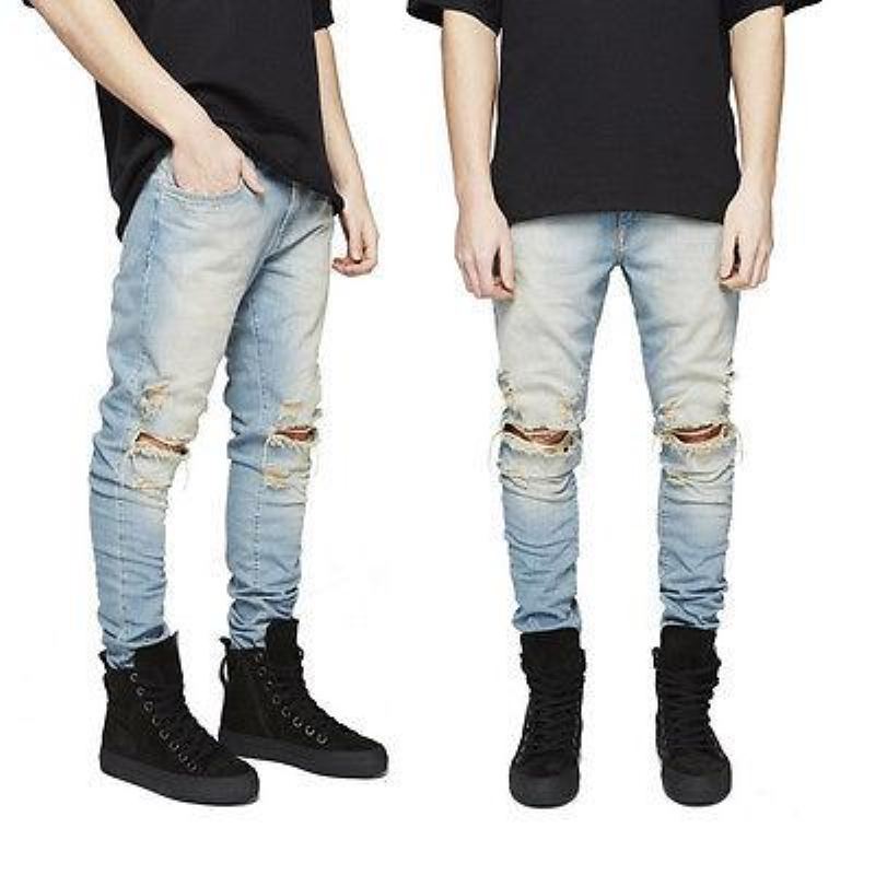 Rippade Skinny Biker Destroyed Jeans