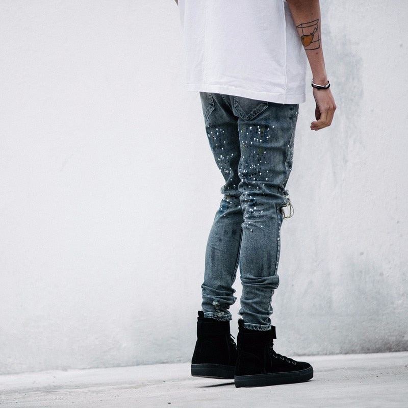 Rock Splash-ink Stretch Ripped Skinny Jeans