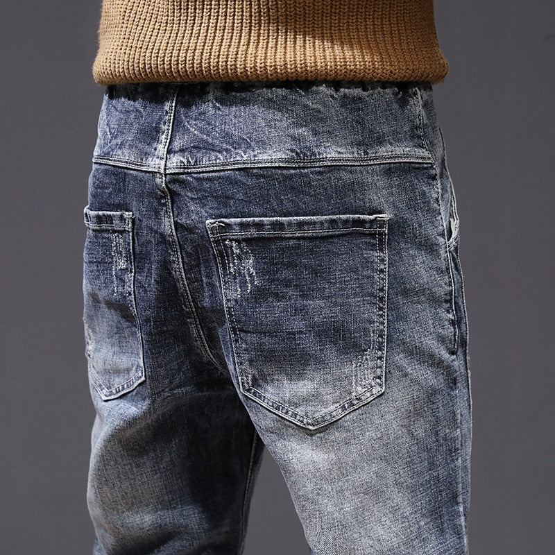 Ruched Leisure Jeans Med Resår I Midjan